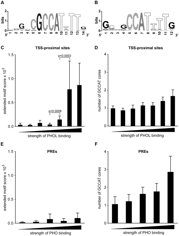 The presence of the extended PHO/PHOL motif does not correlate with efficient PhoRC binding to PREs.