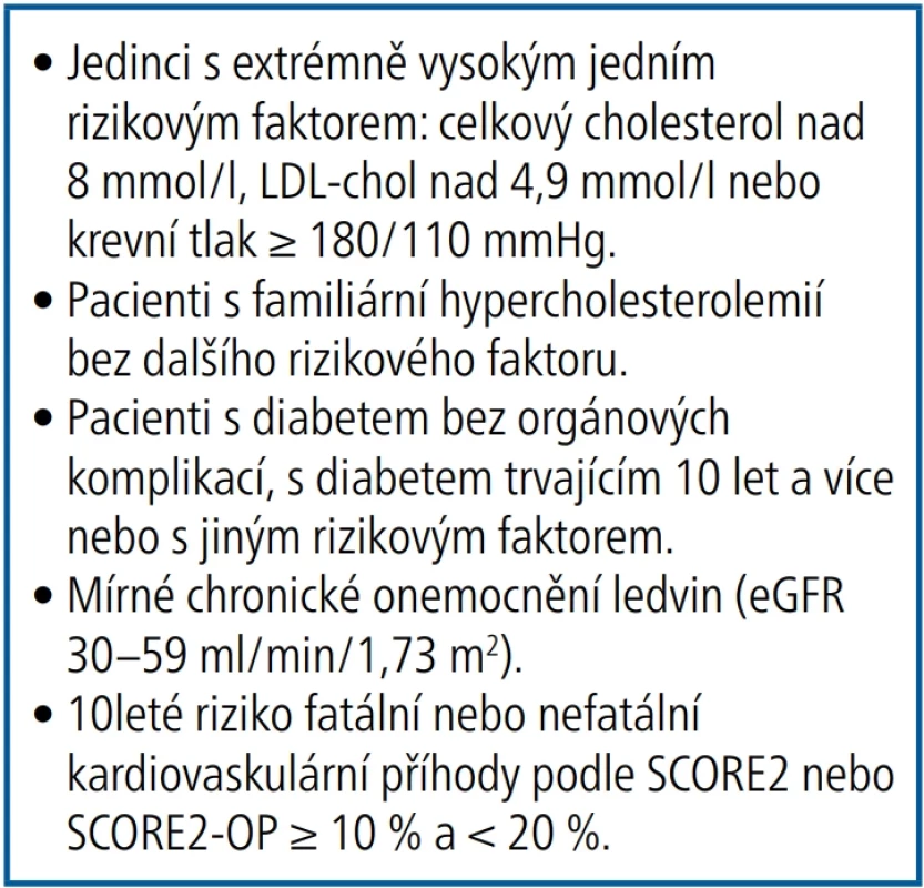 Jedinci s vysokým kardiovaskulárním rizikem [podle citace 7]