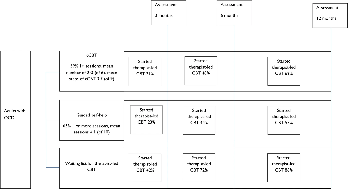 Flow chart illustrating therapist-led CBT uptake.