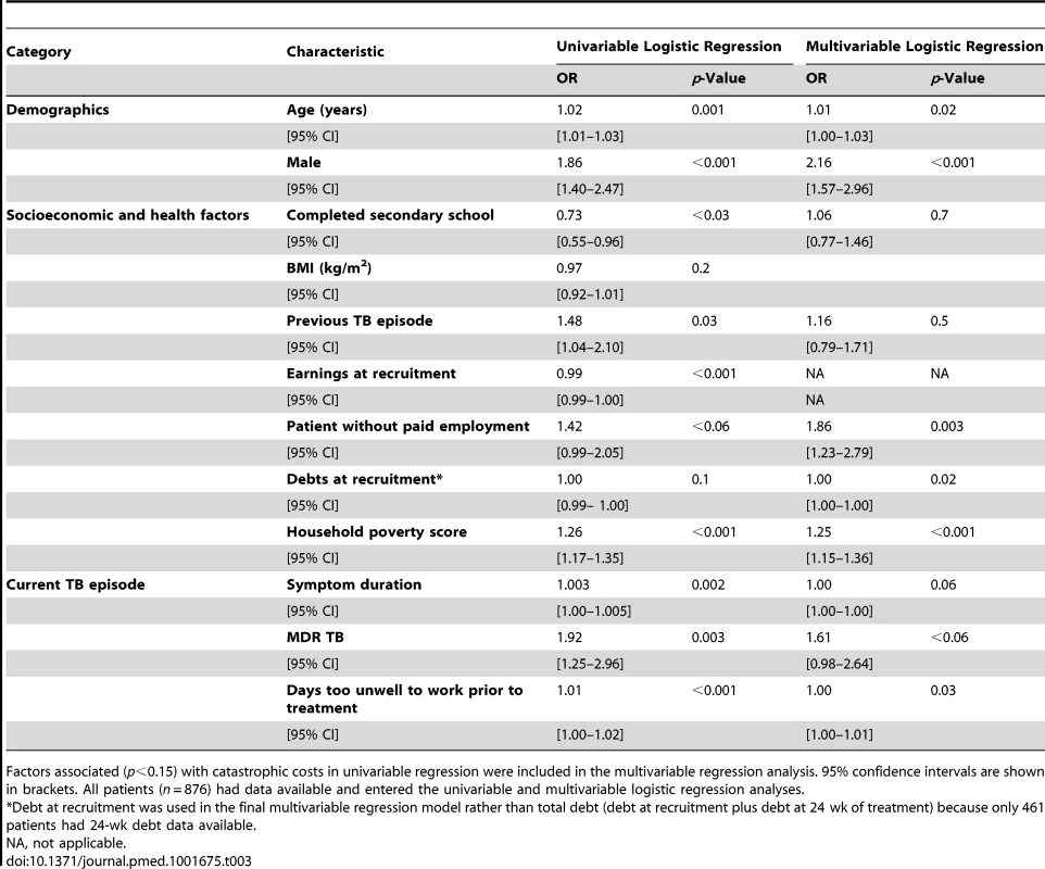 Factors associated with incurring catastrophic costs.
