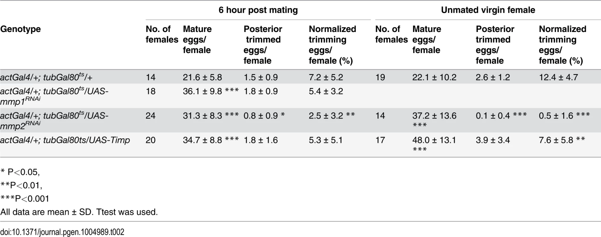 The effect of Mmp activity for follicle cell trimming.