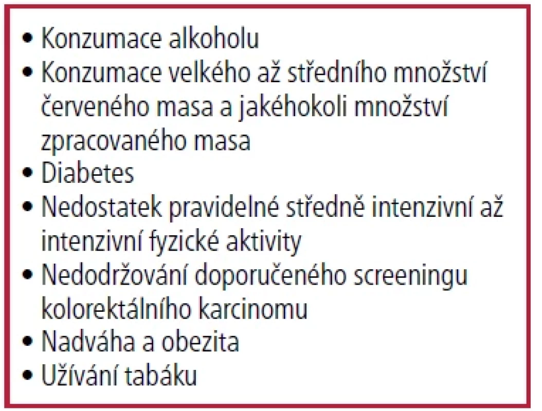 Ovlivnitelné rizikové faktory pro kolorektální karcinom