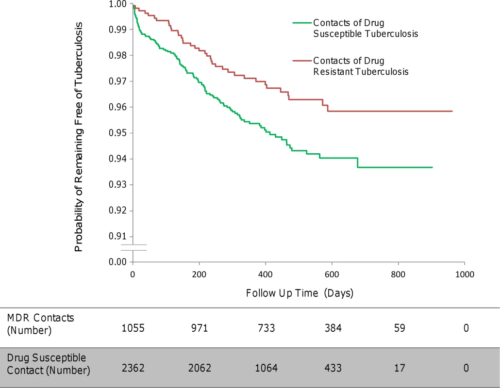 The incidence of second cases of tuberculosis disease in household contacts stratified by index case drug resistance.