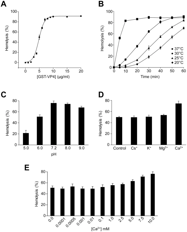 VP4 possesses hemolytic activity.