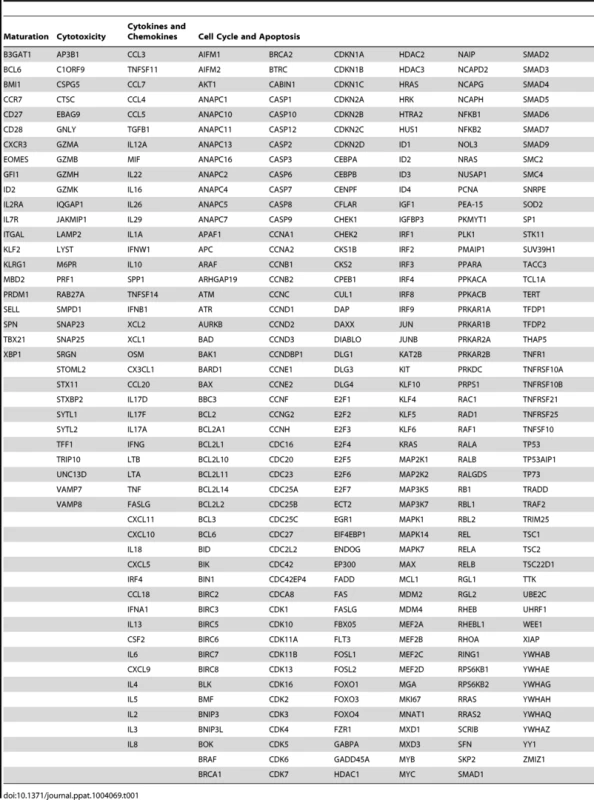 Genes compared between dominant and subdominant epitope-specific CD8<sup>+</sup> T cells.