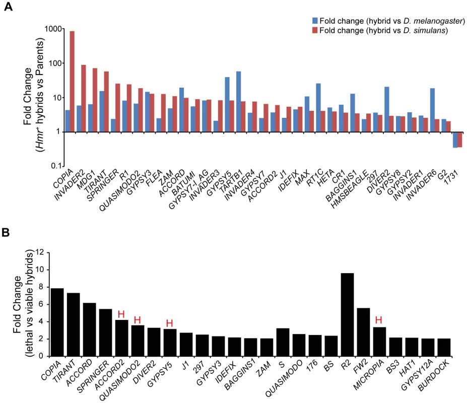 TE misregulation in hybrid males.
