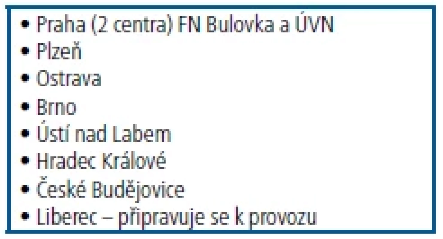 HIV centra v ČR – ve fakultních/
krajských nemocnicích