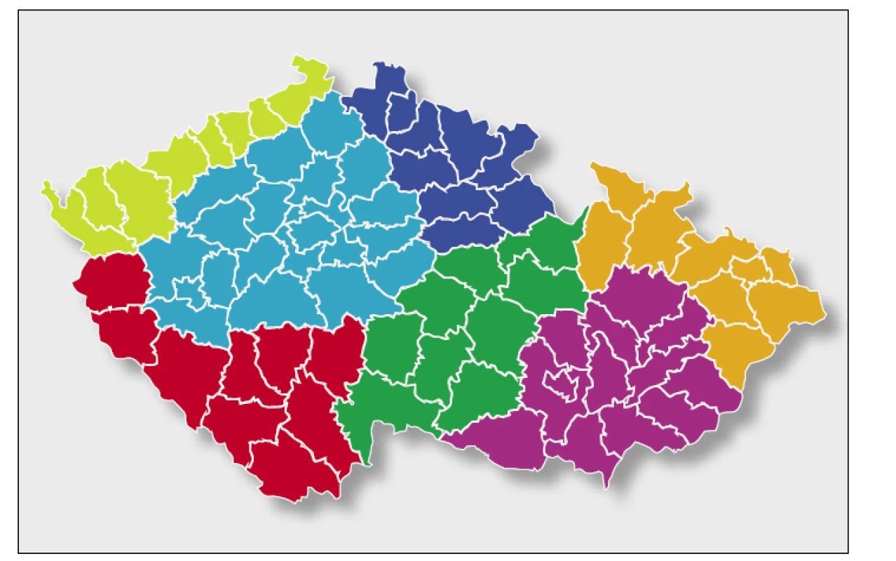 Rozdělení území České republiky pro účely biometeorologické předpovědi ČHMÚ.