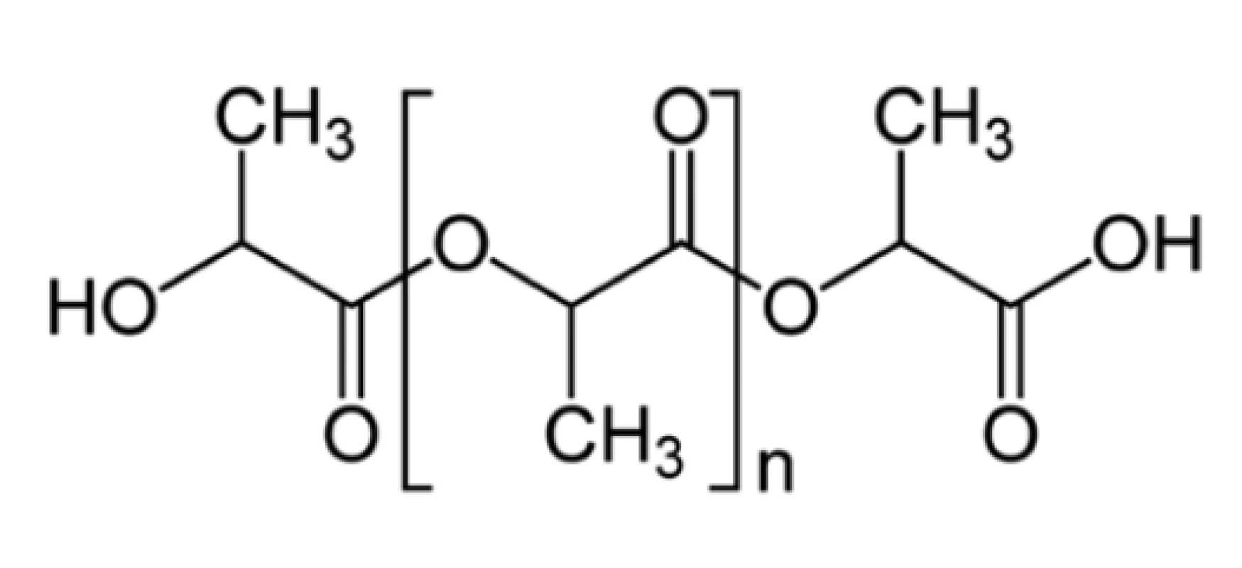 Chemická struktura PLA<br>
Fig. 1: Chemical structure of PLA