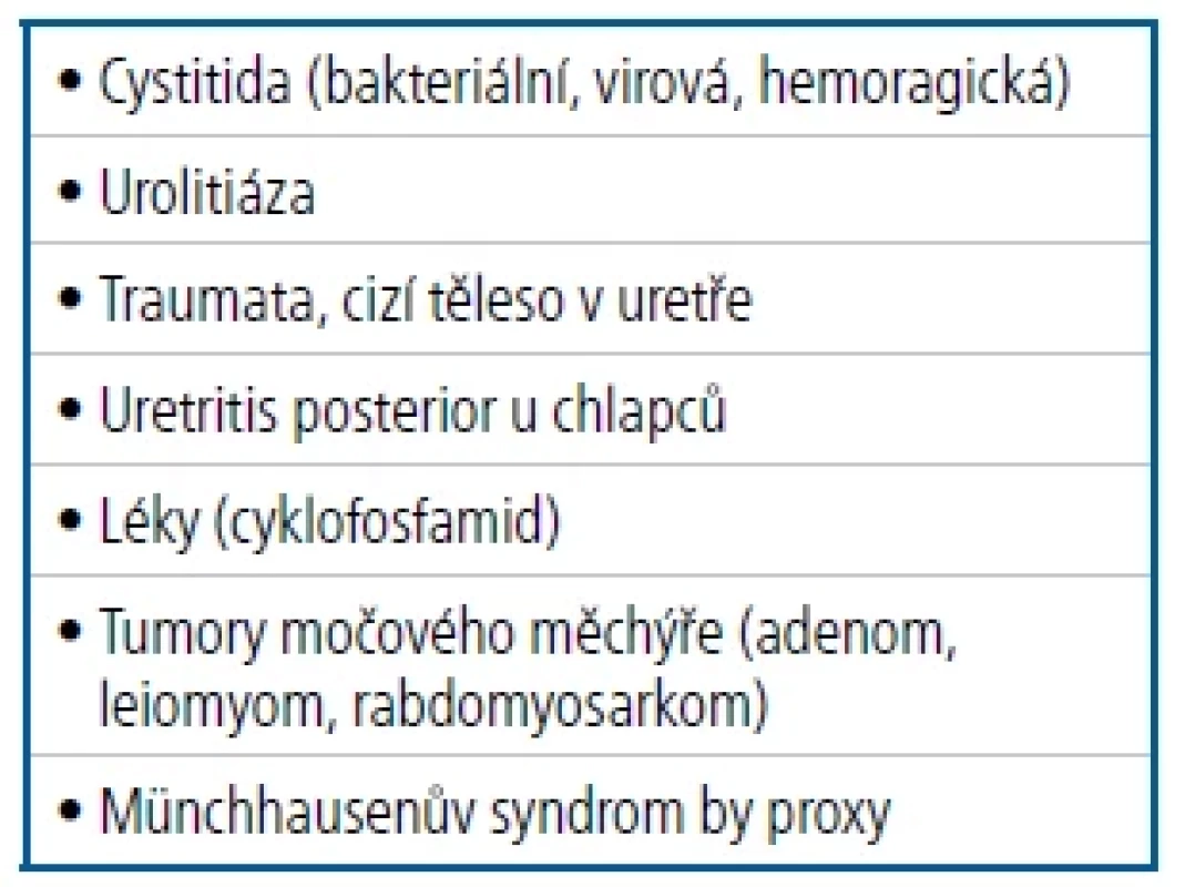 Postrenální hematurie – diferenciální diagnostika
