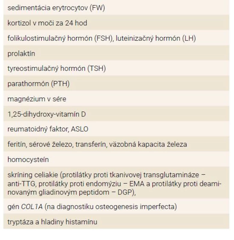 Špecializované laboratórne vyšetrenia
v diferenciálnej diagnostike osteoporózy