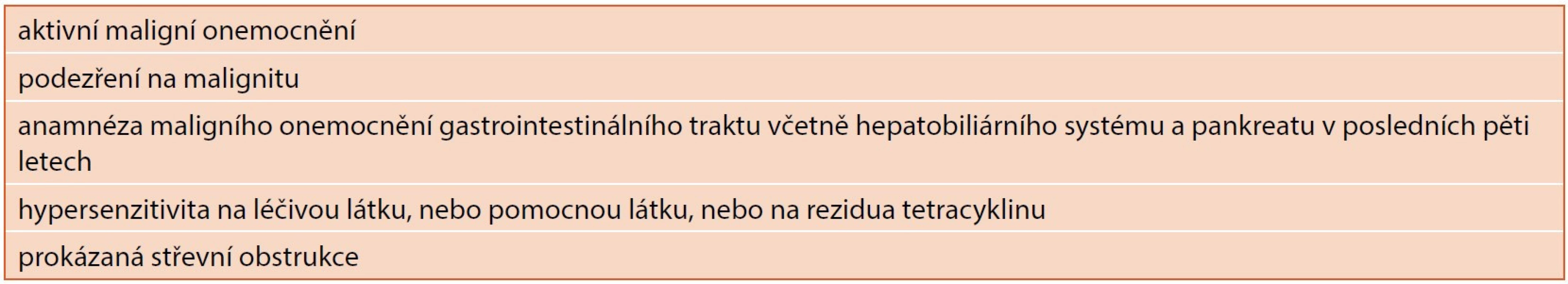 Kontraindikace terapie teduglutidem.