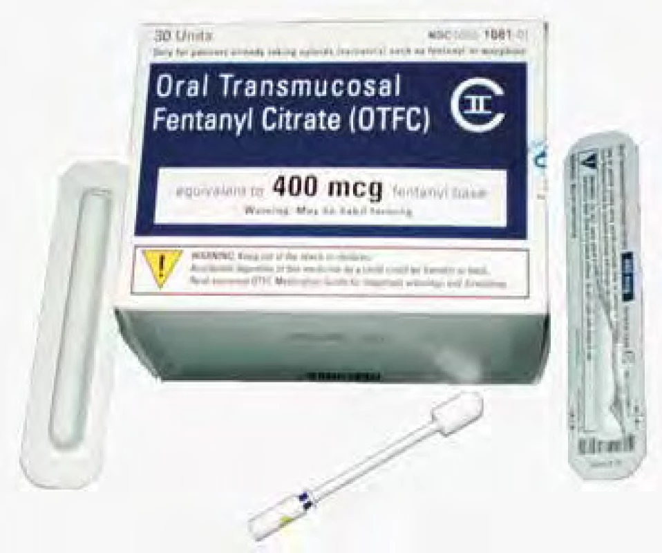 Orální transmukózní fentanyl Actic pro onkologické pacienty.
Zdroj: Wikimedia Commons (CC BY 4.0)