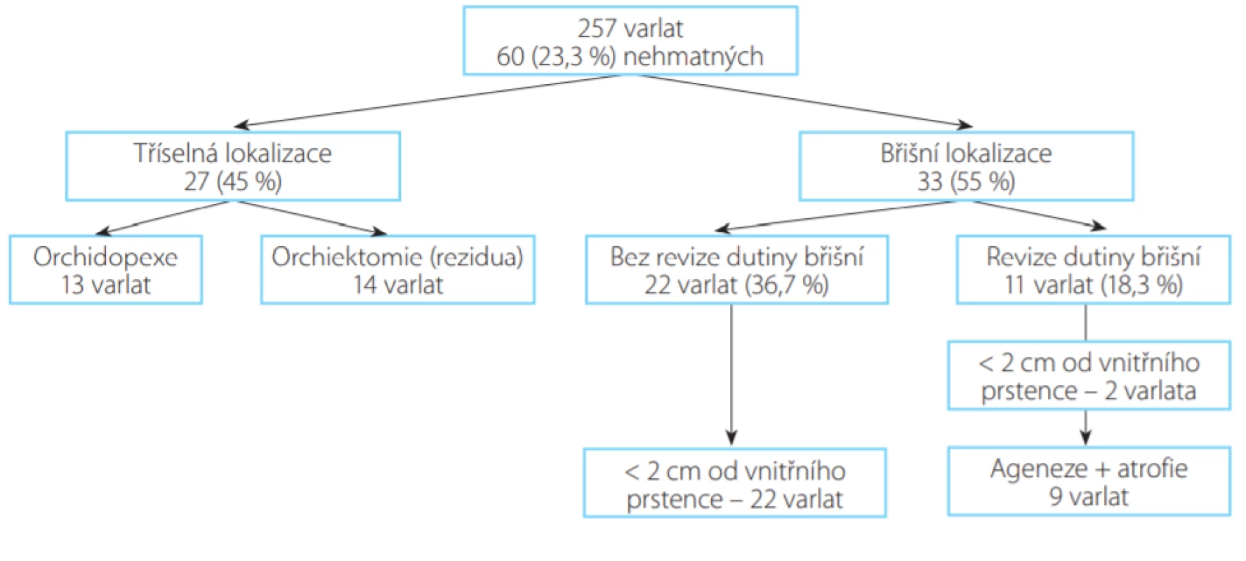Perioperační nálezy u chlapců s diagnózou nehmatného varlete