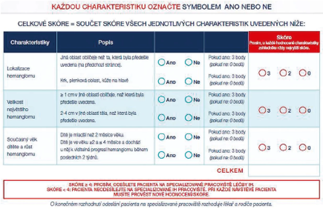 Schéma indikace do centra pro hemangiomy, str. 2.<br>
The indication scheme for the IH center investigation, p. 2.