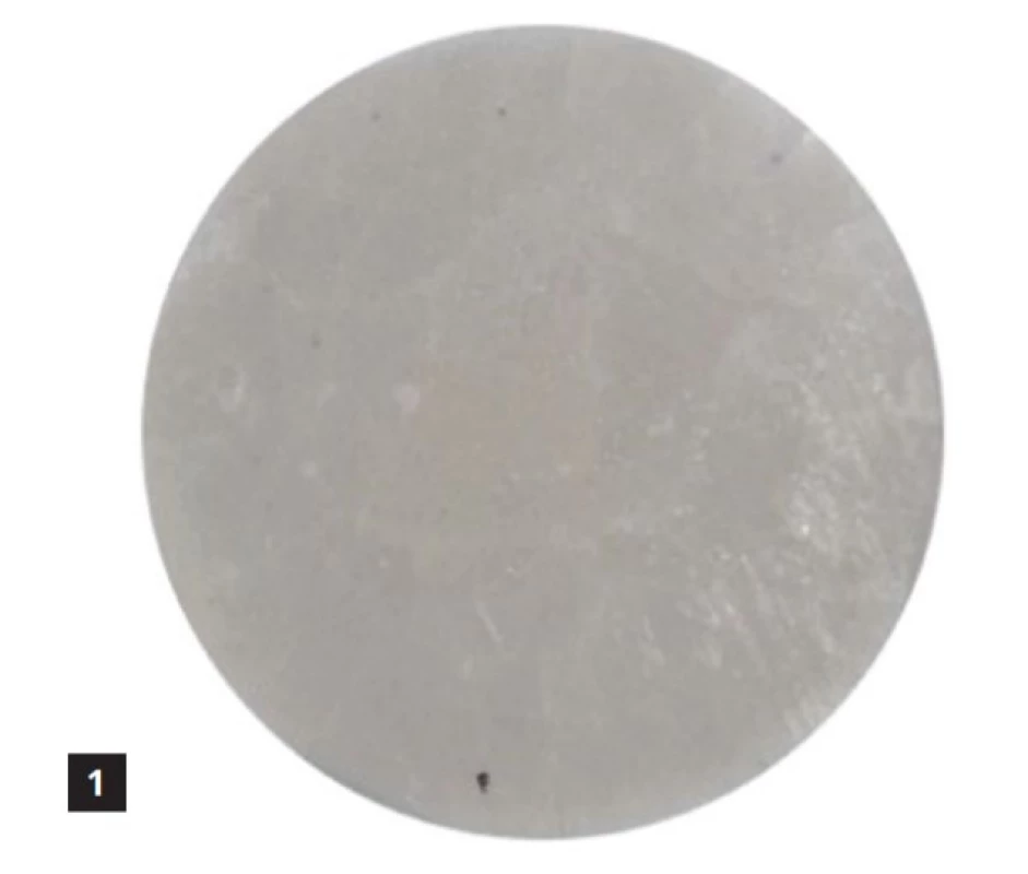 Kontrolní vzorek Harvard Ionoresin Fill ve vodě<br>
Fig. 1 Harvard Ionoresin Fill control in water