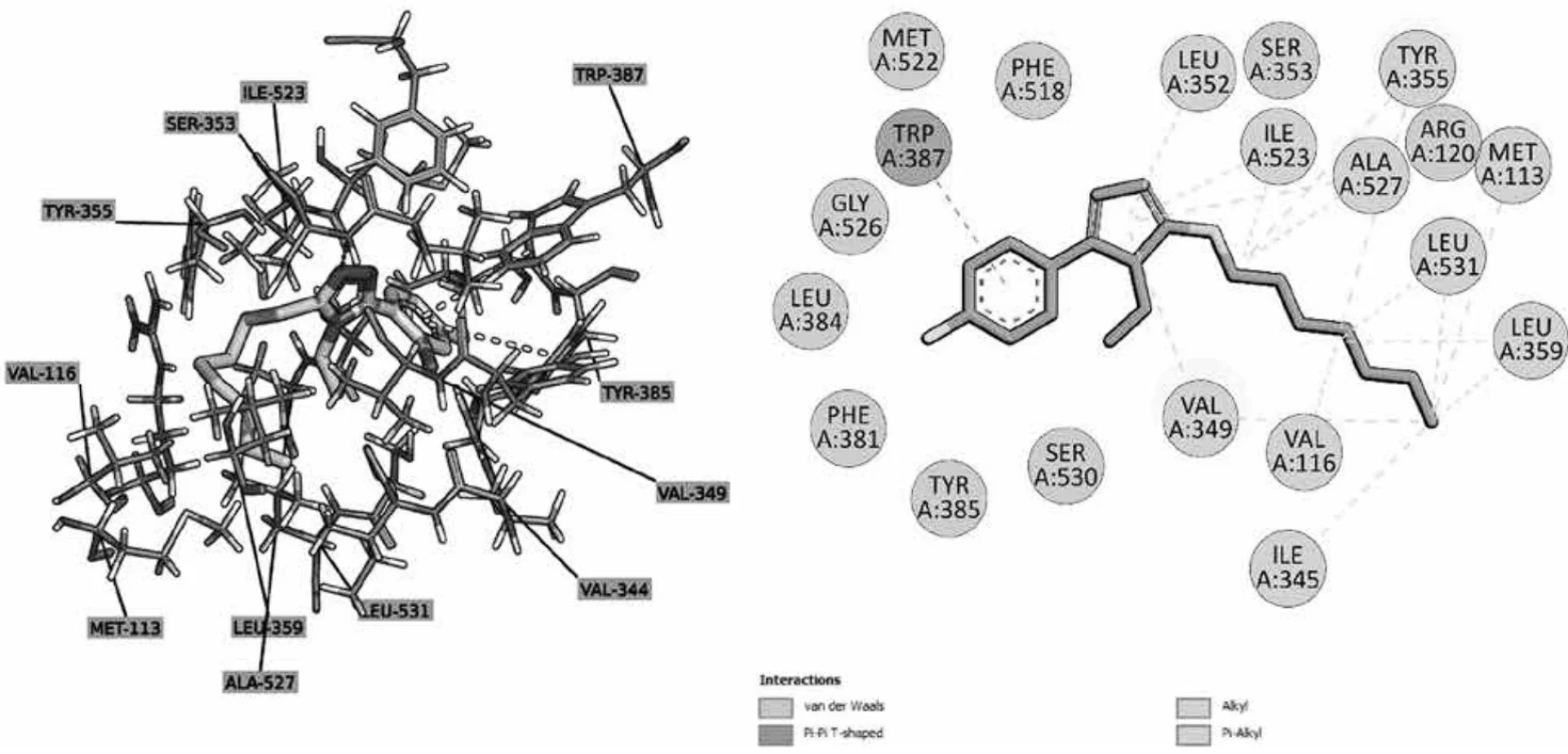2D and 3D interactions of the studied 2g ligand with COX-1