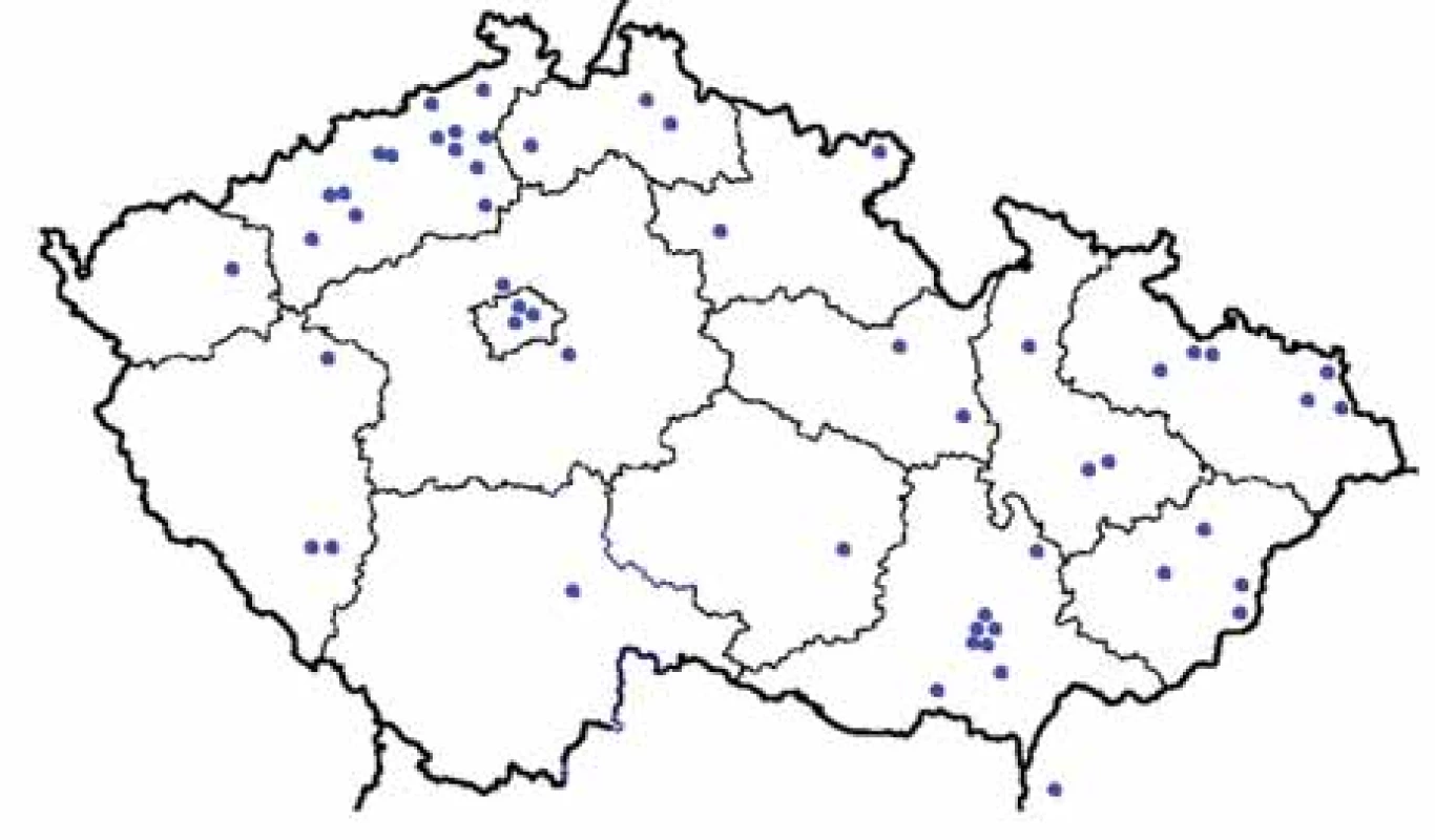 Zastoupení participantek v krajích ČR.