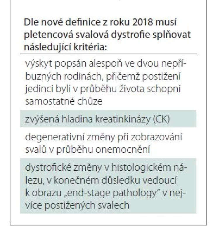 Kritéria pro diagnostiku
pletencové svalové dystrofie.