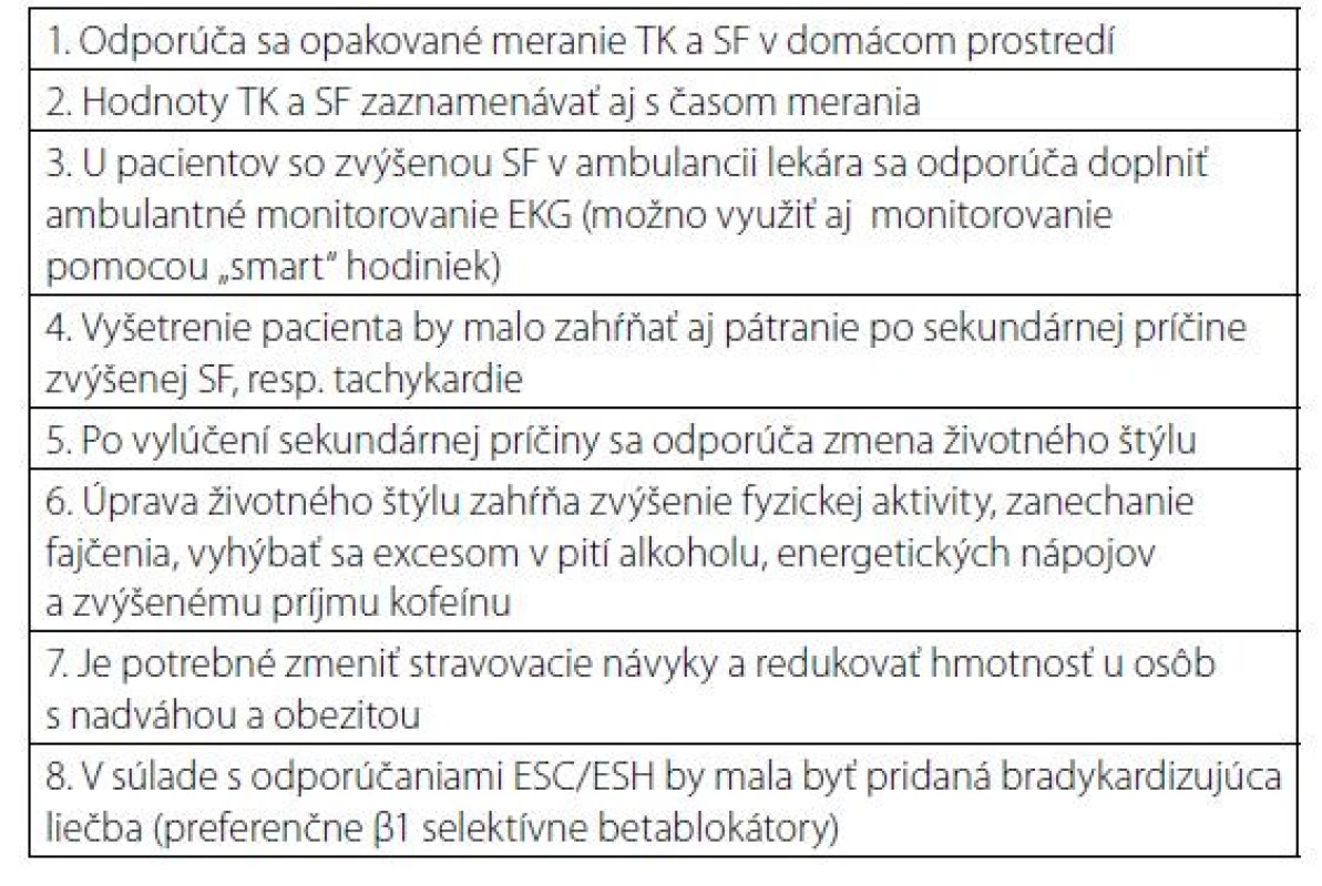 Praktický prístup k pacientovi so zvýšenou SF (upravené podľa 1, 2)