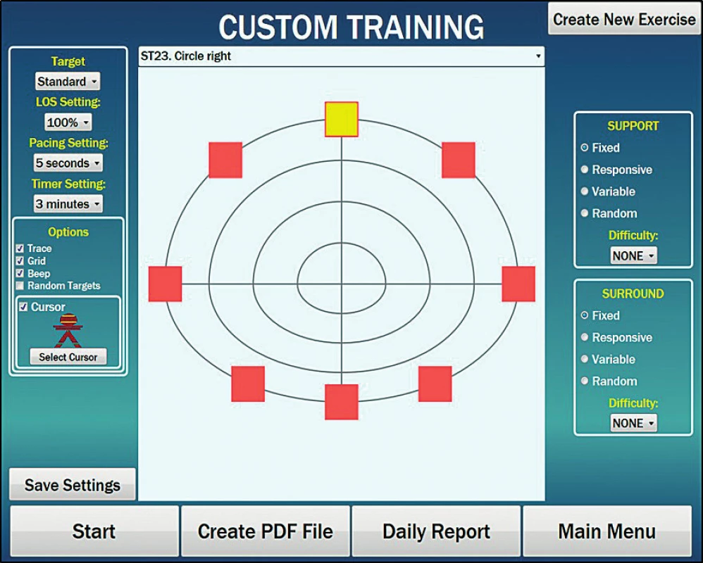 Ukázka Custom training ST23 - circle right
(NeuroCom Software, 2017).