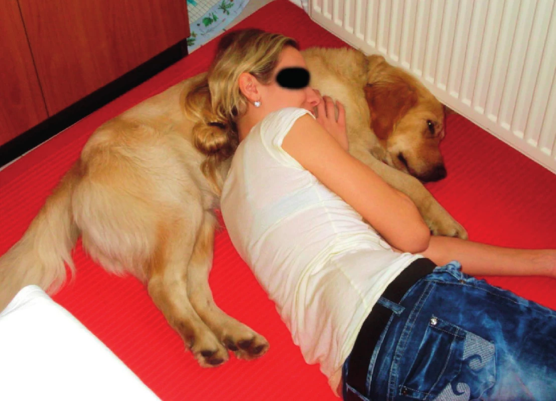 Canisterapeutické relaxační polohování.