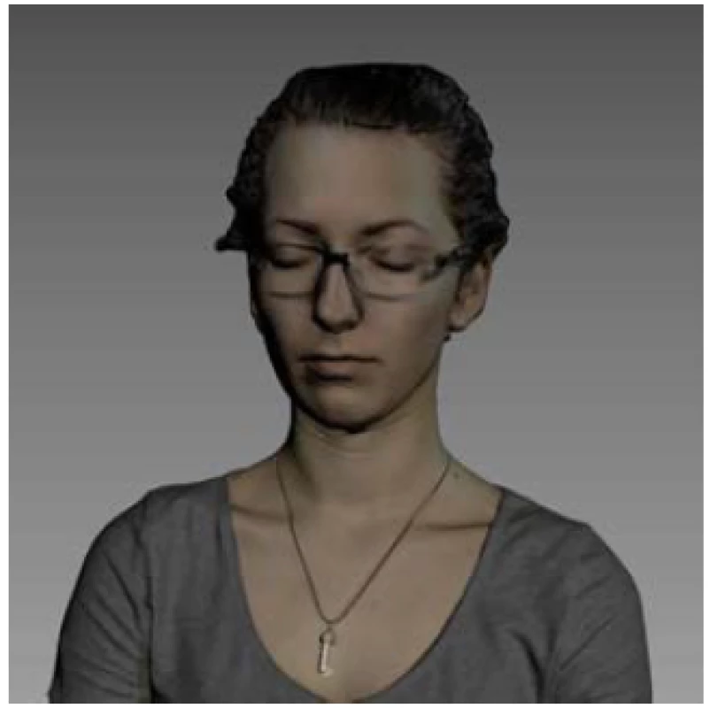Model with eyeglasses.