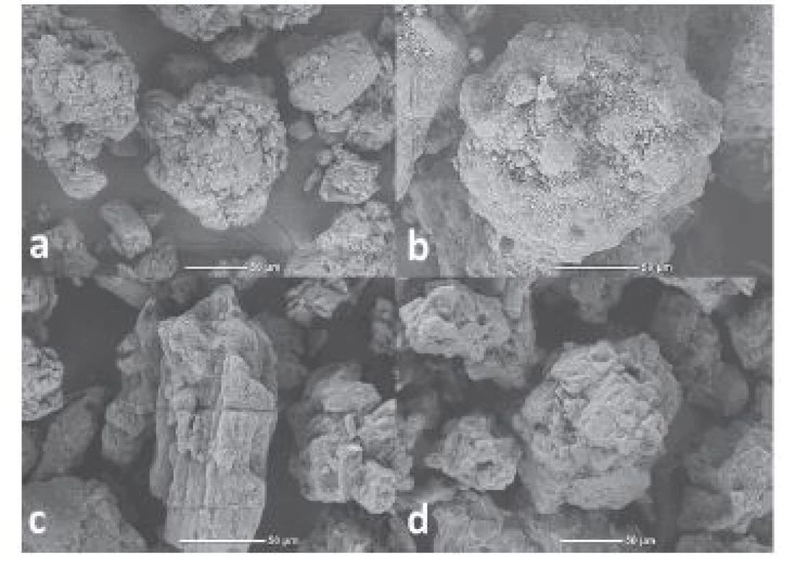 Fluid-bed granulated CPE<br>
a) Advantol® 300, b) Ludipress® LCE, c) Smartex® QD 50,<br>
d) Smartex® QD 100