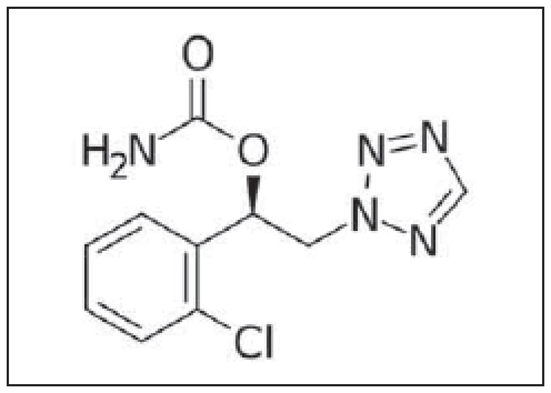 Strukturní chemický vzorec
cenobamátu.
Structural chemical formula of
cenobamate.