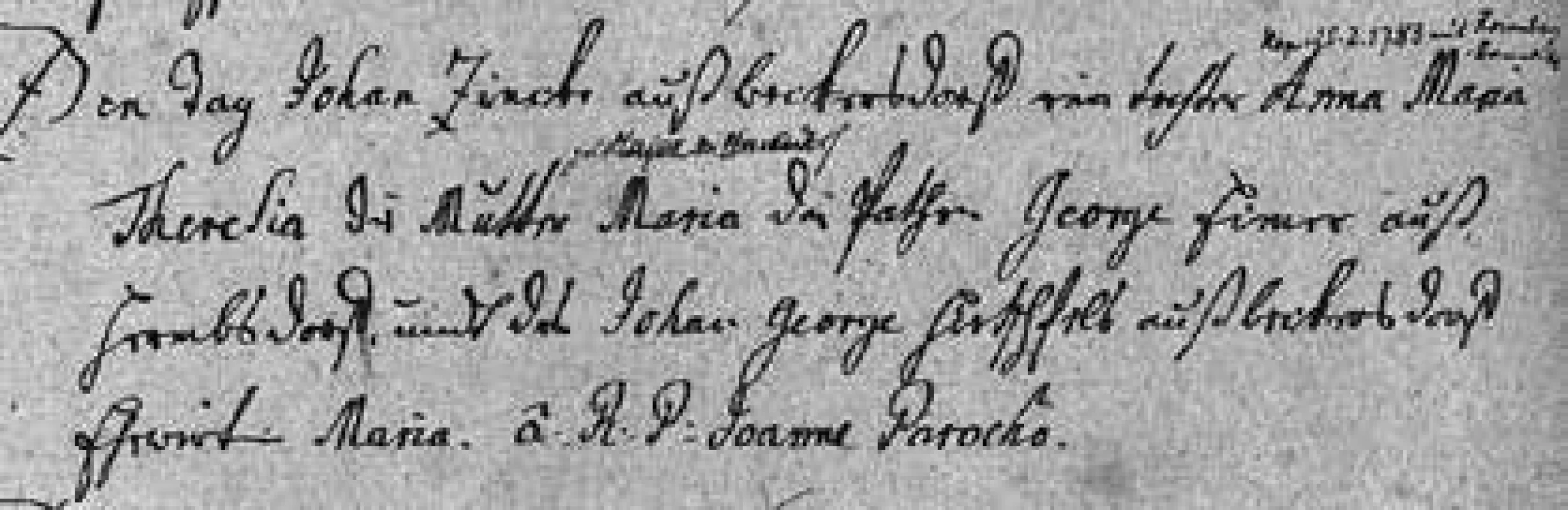 Zápis křtu Josefovy babičky Anny Marie
Zinckeové (1764)