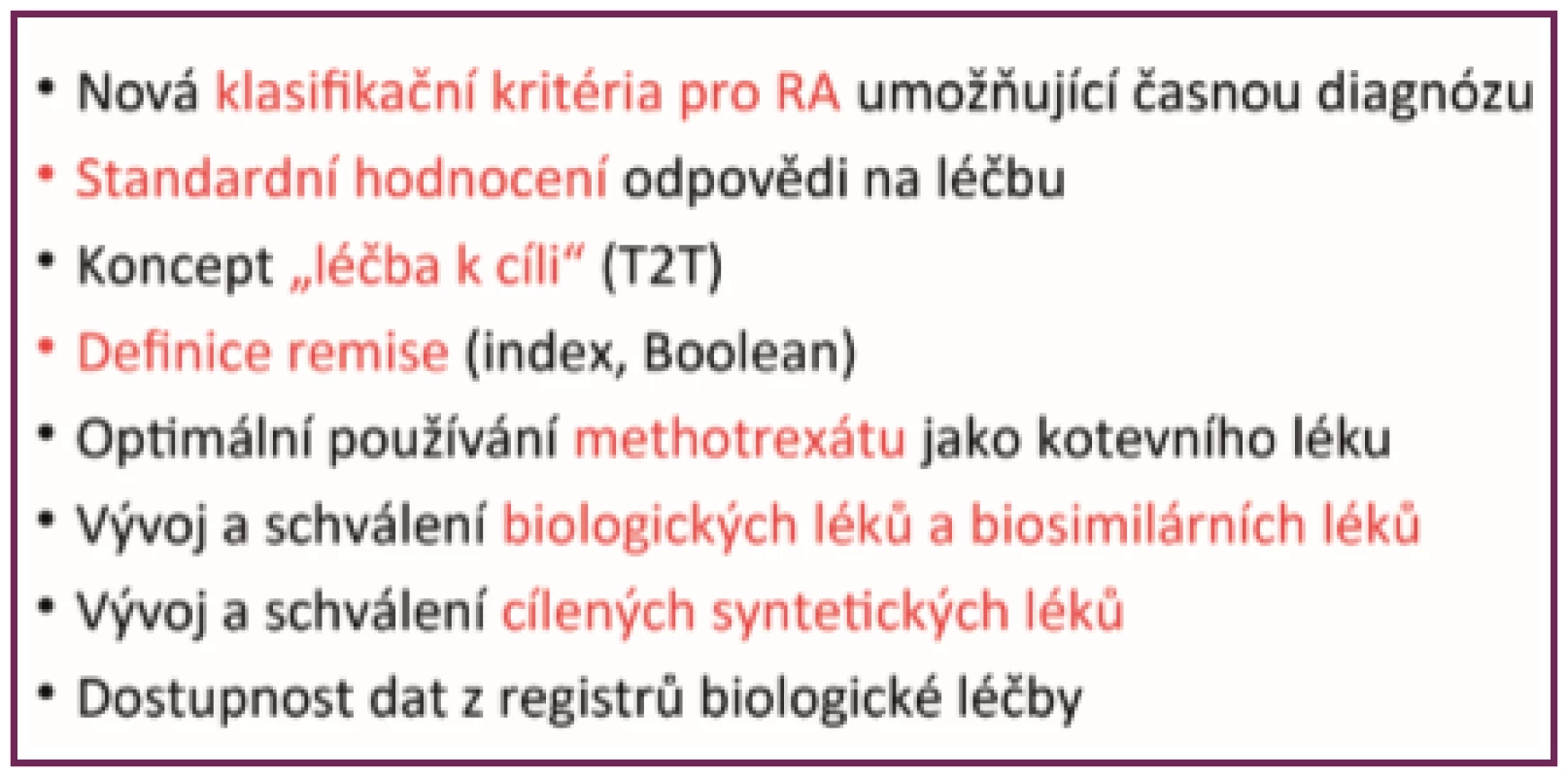 Pokroky v léčbě RA v posledních 20 letech