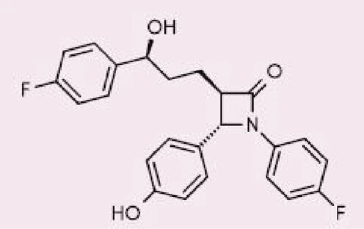 Chemická struktura ezetimibu, upraveno dle (10)