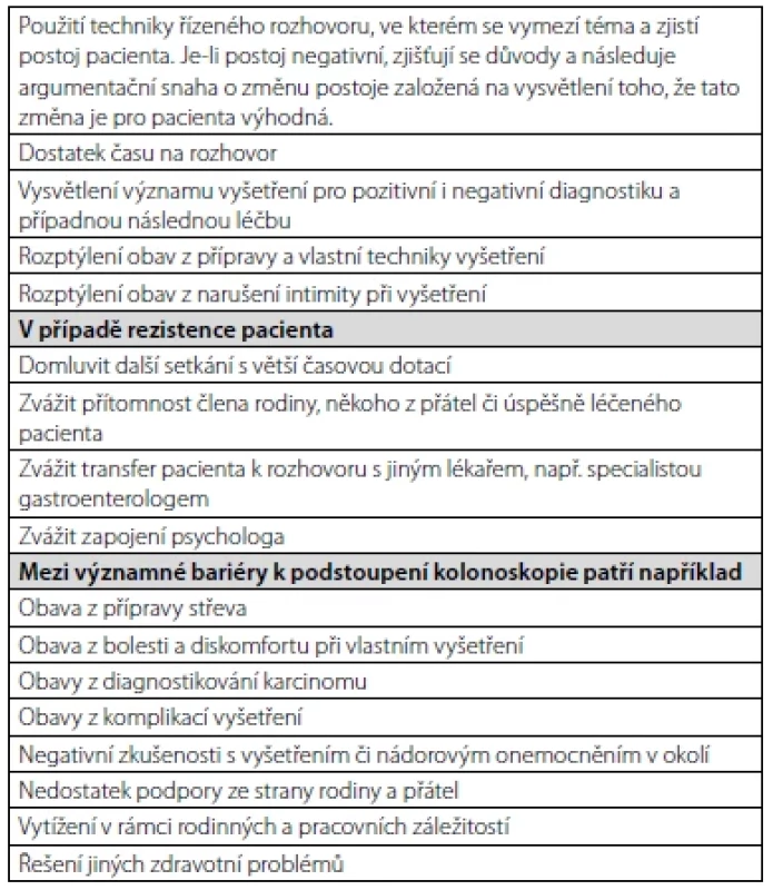Prvky hrající významnou roli při přesvědčování pacienta