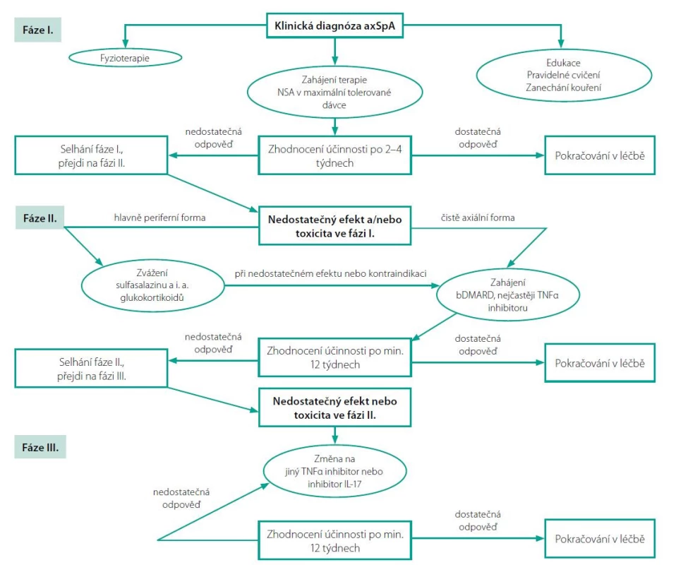 Doporučení pro léčbu axiální spondyloartritidy (axSpA) dle EULAR (European Alliance of Associations for Rheumatology) a ASAS (Assessment of
SpondyloArthritis International Society)