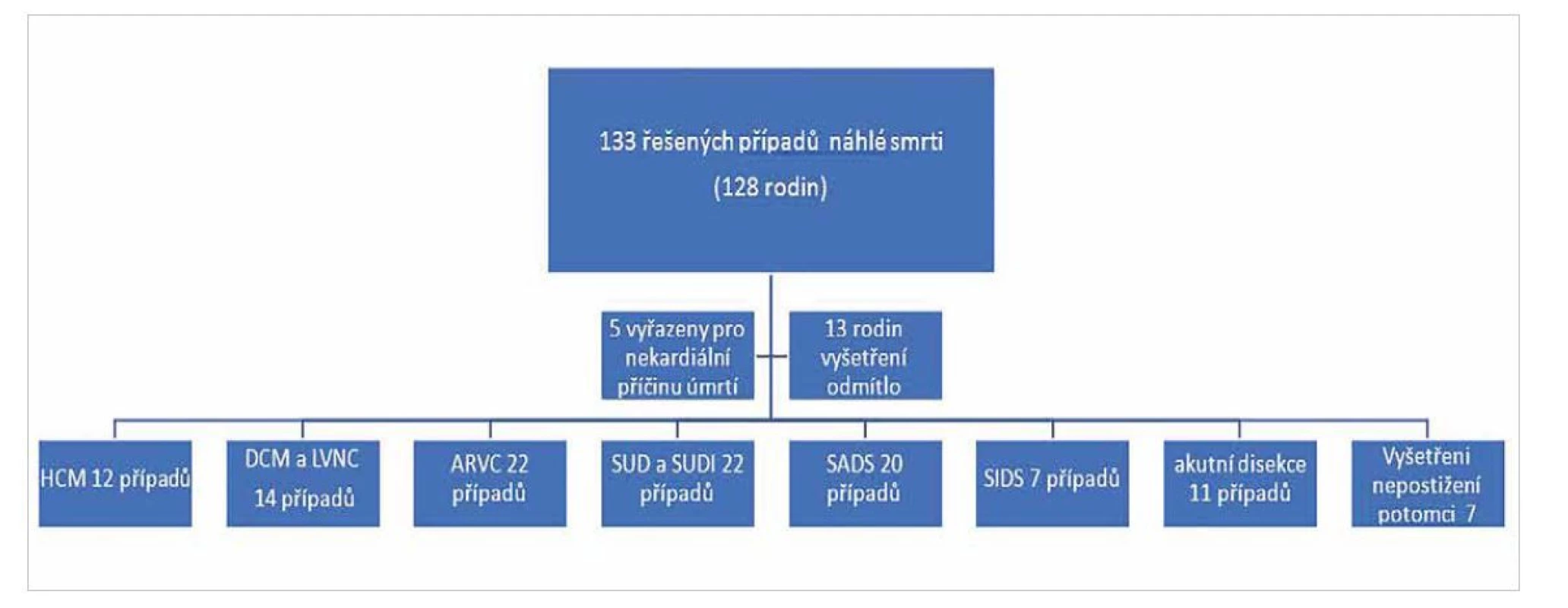 Rozložení případů náhlé srdeční smrti řešených v rámci projektu.