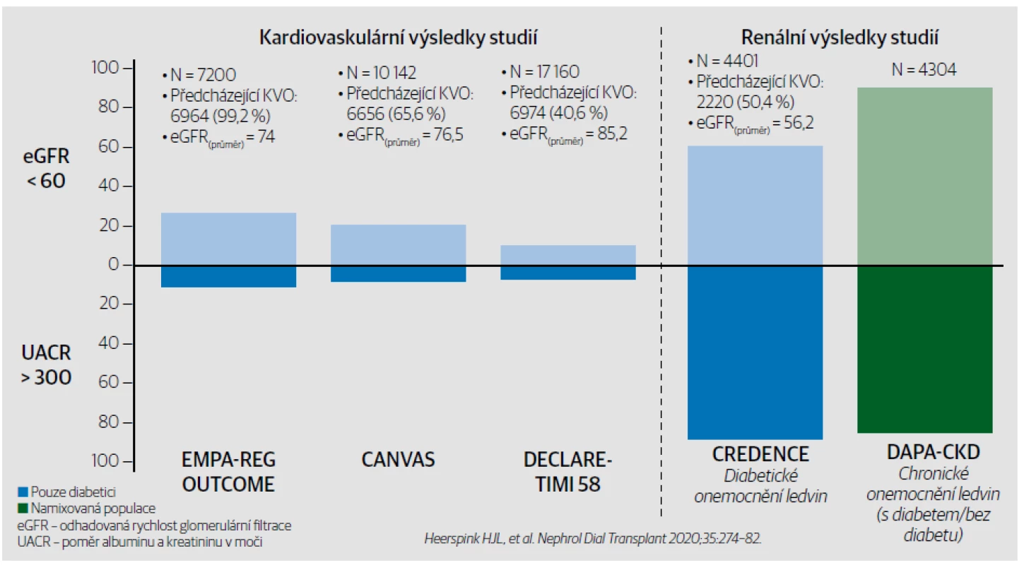 DAPA-CKD je první studie s inhibitory SGLT2 zaměřená primárně na renální cíle jak u nemocných s diabetes mellitus 2. typu, tak bez něho.