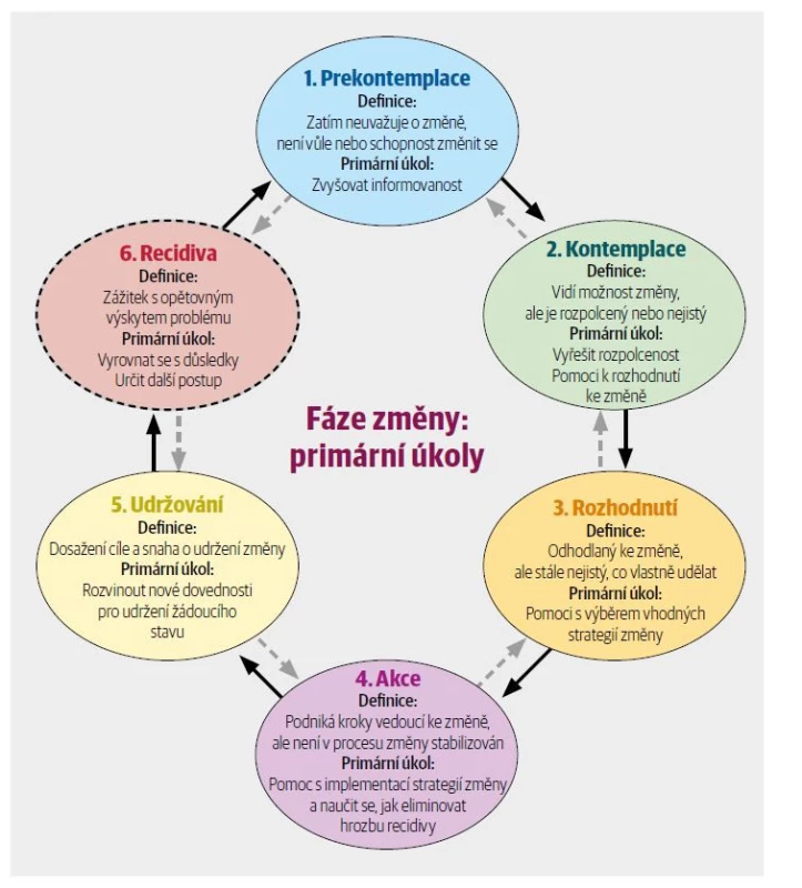 Transteoretický model behaviorálních změn. [Upraveno podle 9]