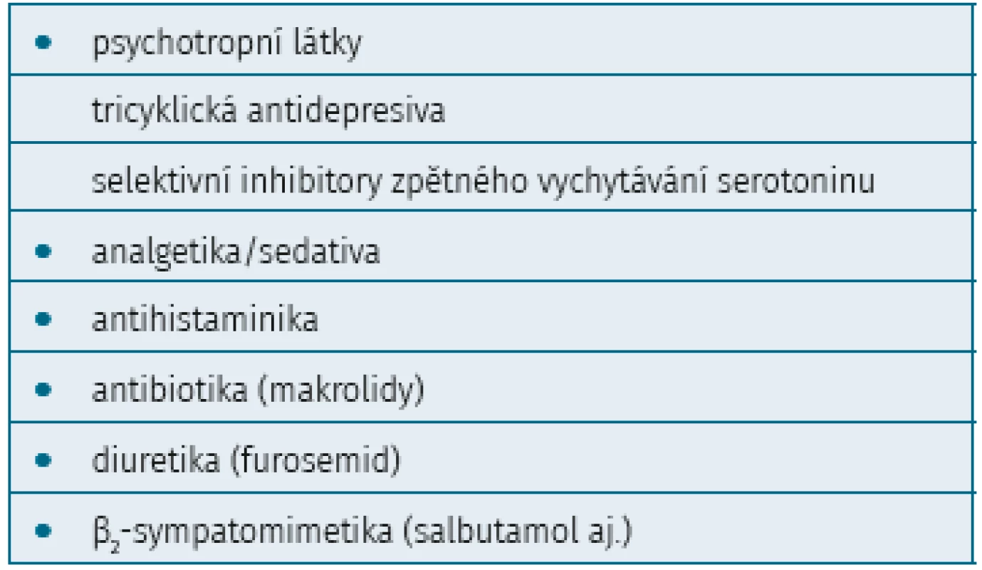 Farmaka prodlužující QTc interval u komedikací při terapii revmatických pacientů s multimorbiditou (s ohledem na Lékopis ČR upraveno podle 8)