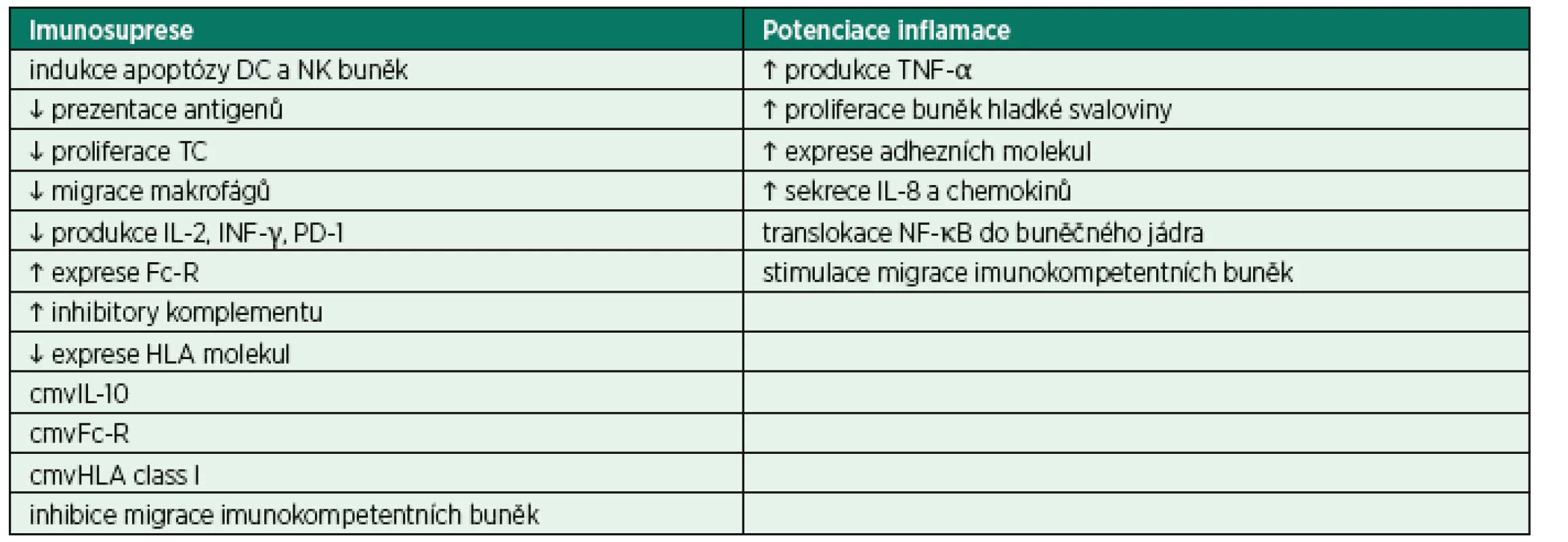 Mechanismy CMV indukované imunomodulace