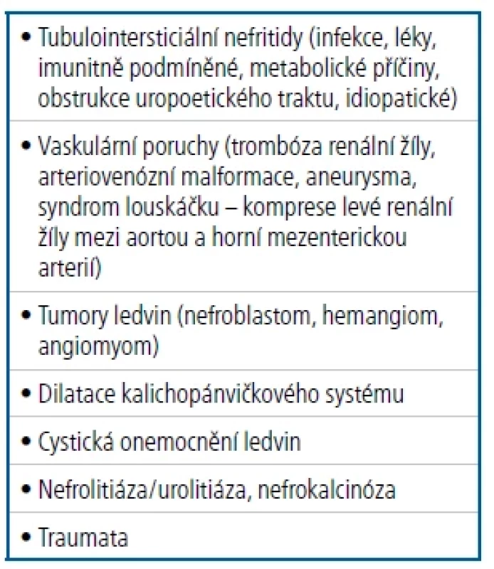 Neglomerulární hematurie – diferenciální diagnostika