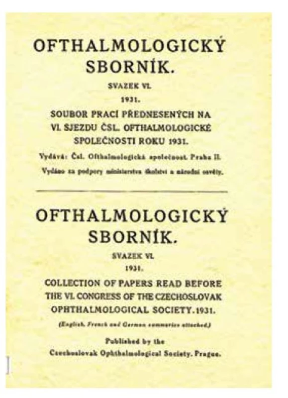 Oftalmologický sborník, Svazek VI,
1931