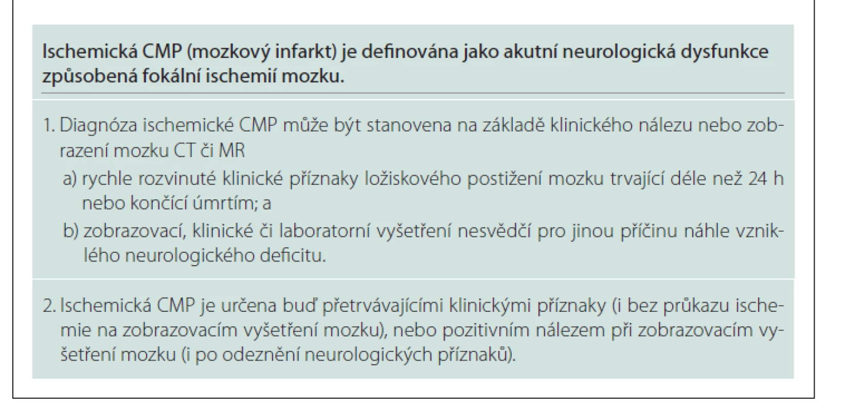 Definice ischemické CMP [13,14].