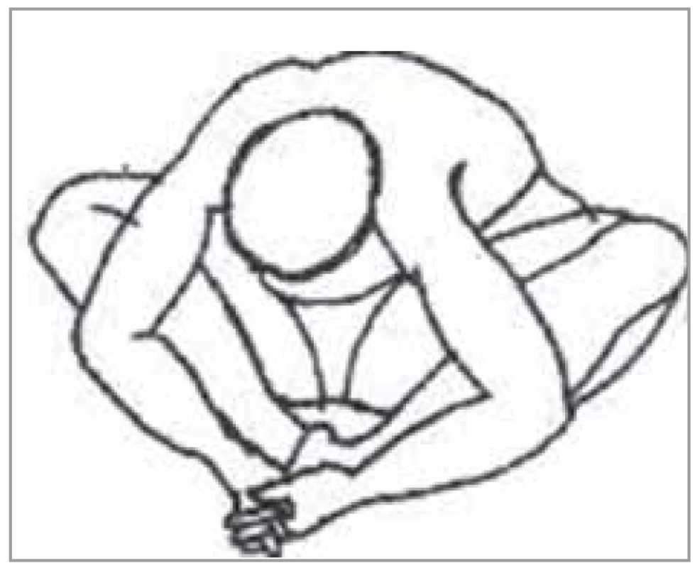 Cvik pre meridián tenkého
čreva<br>
Fig. 12. Exercise for the meridian of the
small intestine