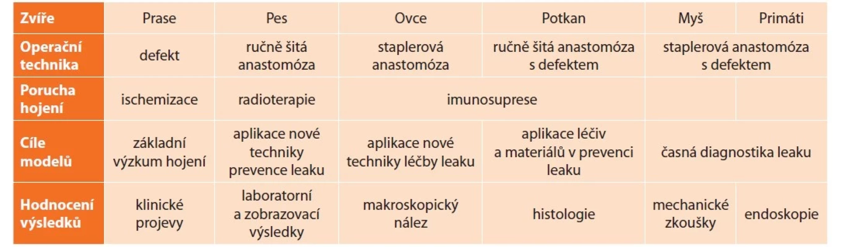 Možné konfigurace modelů<br>
Tab. 1: Possible configurations of the models