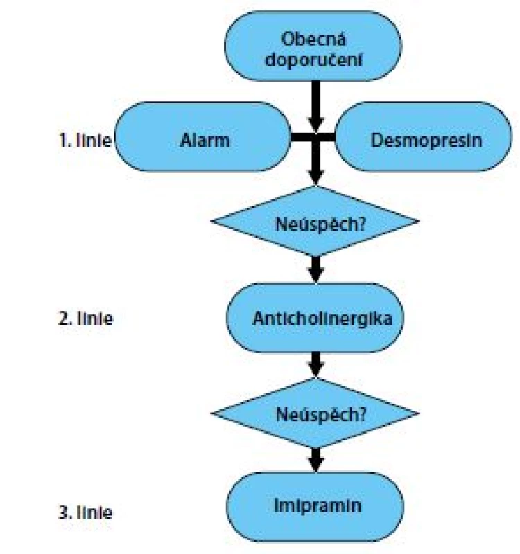 Standardní schéma léčby MNE dle ICCS<br>
Fig. 7. Three lines of MNE treatment by ICCS