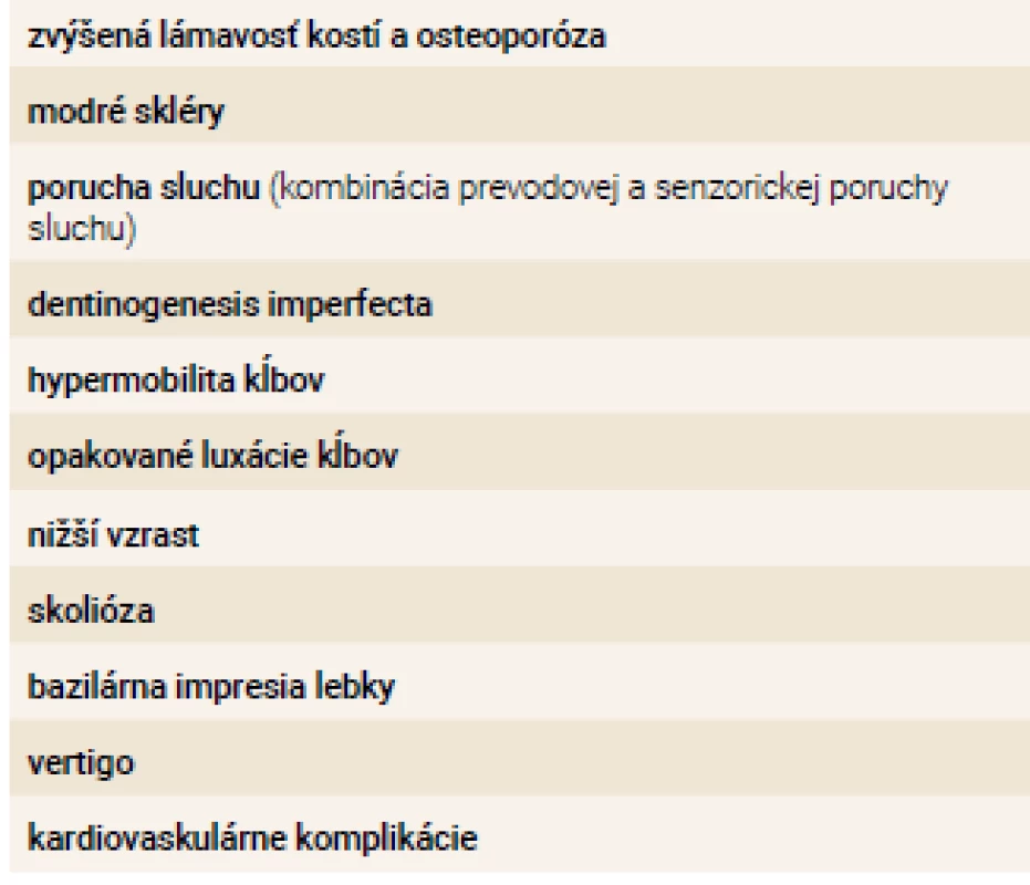Fenotypový prejav osteognenesis imperfecta