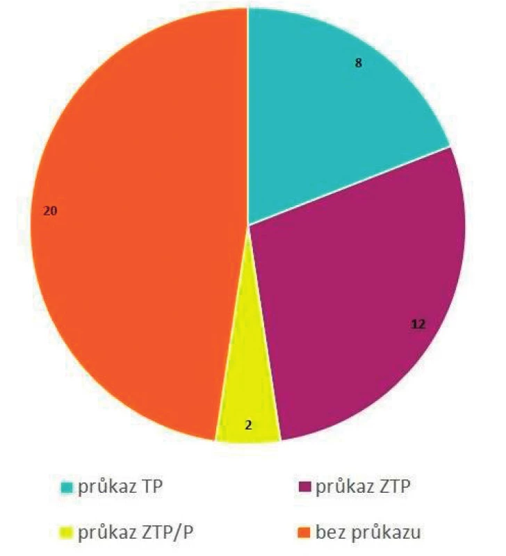 Celkový počet pacientů léčených hemodialýzou
Nemocnice Prachatice, a. s., stav k 1. 1. 2019 – průkaz OZP; (n = 42
pacientů)