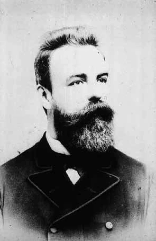 Autor průkopnického článku, pražský
internista Otto Kahler (1849-1893)
(dostupné z https://commons.wikimedia.org/
wiki/File:Kahler.JPG)