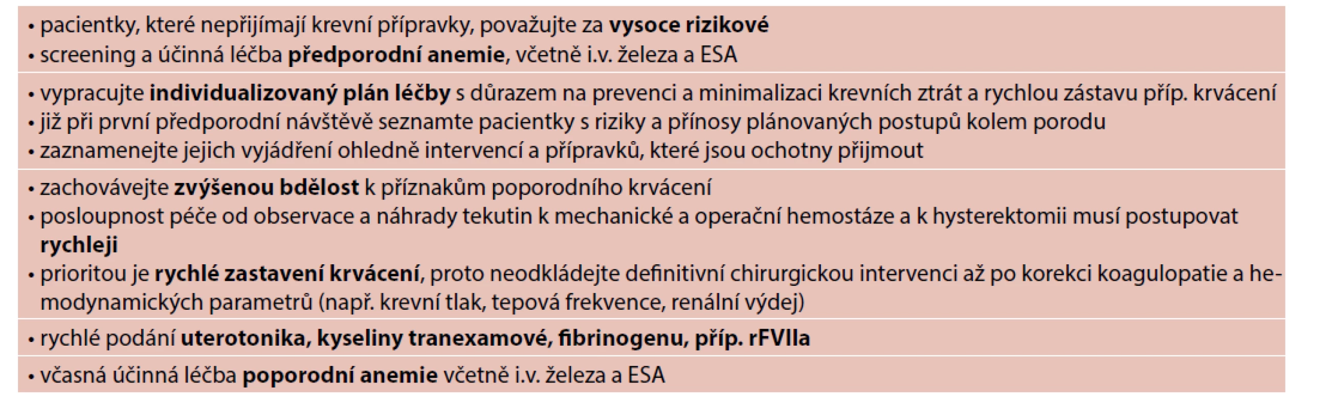 Zásady bezkrevní péče v porodnictví