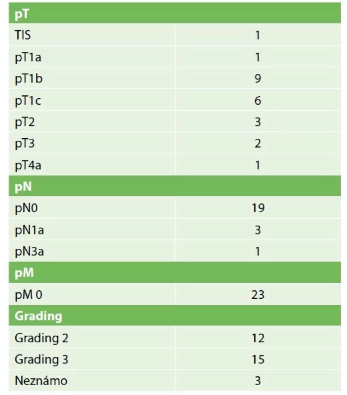 pTNM klasifikace<br>
Tab. 1: pTNM classification